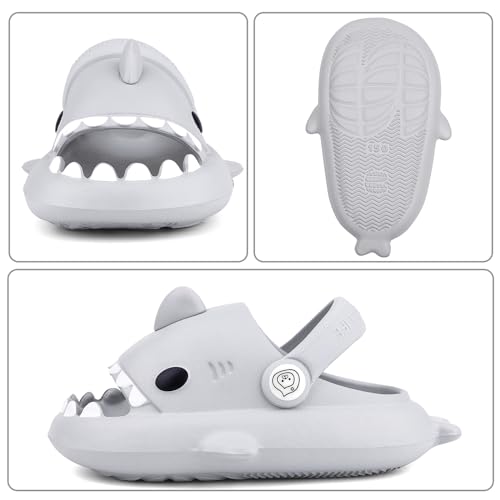 Image of Kids Shark Cloud Slides | Boys Girls Slip On Sandals | Toddler Beach Slippers | Youth Fish Flip Flops Pool Shower Shoes