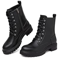 Boots for Women Waterproof Ankle Boots Work boots Lace Up Ladies boots Side Zipper Combat Boots Walking Boots Casual Boot Womens Black Boots Platform Leather Booties