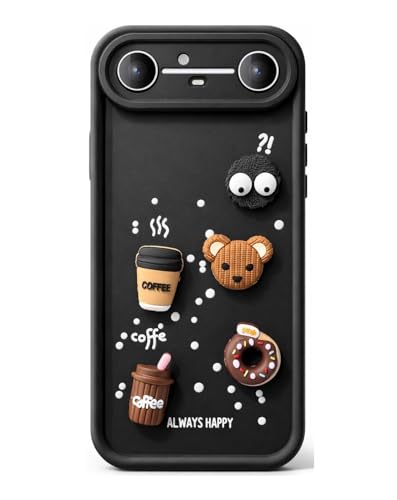 Image of Bintage Cute Fun Taddy Cartoon 3D Ball Bear Milk Cake Coffee Silicon Case Full Body & Camera Protection Back Cover Compatible for Tecno Pova Slim 5G - Black