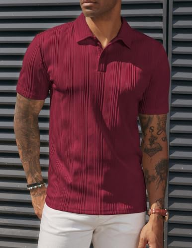 Image of PJ PAUL JONES Mens Polo Shirts Short Sleeve Textured Knit Polos