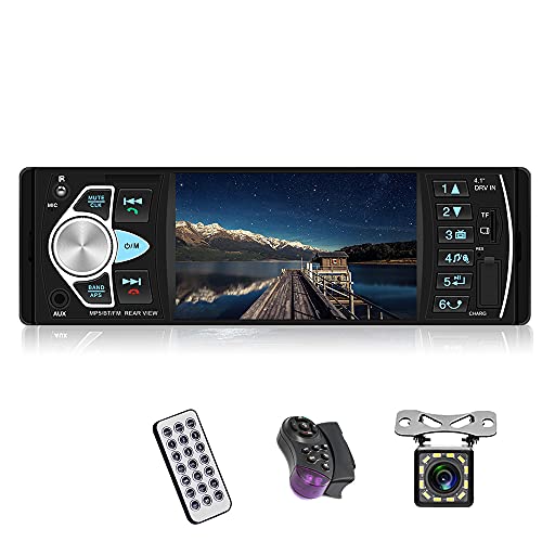 Single Din Bluetooth Car Stereo 4.1 Inch Screen Fm Radio Car Audio Receiver Camecho Mp3 Mp4 Mp5 Player Handsfree Call Usb Aux In Tf Card Input With Steering Wheel Control Remote Control Backup Camera #TOP4