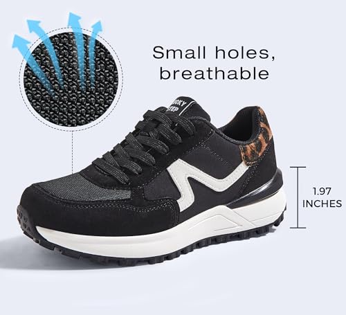 Image of LUCKY STEP Women's Retro Fashion Casual Sneakers | Platform Classic Trendy Trainning Anti-Slip Tennis Travel Walking Shoes