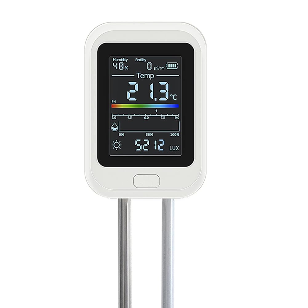 Aundhegrtt Earth Nutrient Analyzer for Gardening Farm 6-in-1 Rechargeable Soil Tester Moisture/Fertility Sunlight/Temp/PH Meter