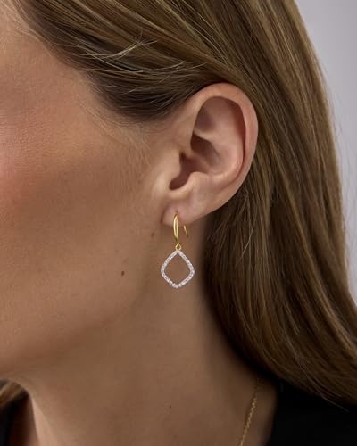 PAVOI 14K Gold Plated Teardrop Diamond Shaped Dangle Earrings for Women with Cubic Zirconia | Geometric Earring Pair2