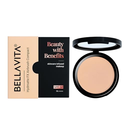 Image of BELLAVITA SPF 50 Compact Powder for All Skin Types | Matt Finish | Hide Pores | Long Lasting | Smooth Skin Texture | Full Coverage | Warm Sun