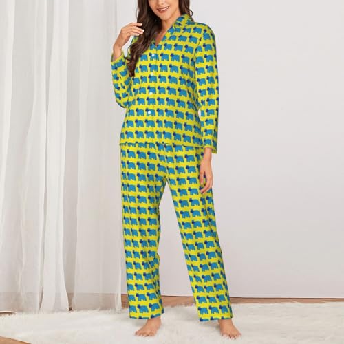 Pyjama à manches longues femme contre la fraîcheur nocturne - Vêtement de nuit relax