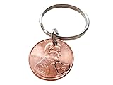2007 Penny Keychain with Heart Around Year, Couples Keychain; 9 Year Anniversary Gift, Hand Stamped Couples Keychain
