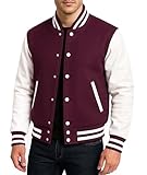 III-Fashions Maroon & White Letterman Jacket Men High School/Collage Baseball Bomber Wool Mens Maroon Varsity Jacket Leather Sleeves