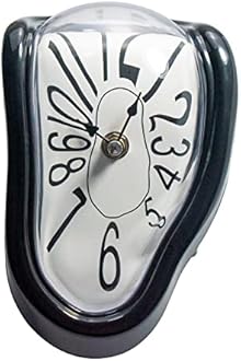 Melting Clock, Salvador Dali Watch Melted Clock for Decorative Home Office Shelf Desk Table Funny Creative Gift, Arab Black