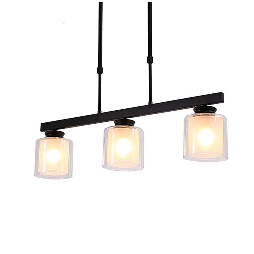 Lámpara de techo colgante ajustable de vidrio estilo lámpara industrial vintage negra de 3 luces