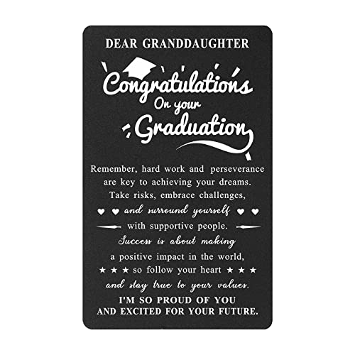 BAZLJY Granddaughter Graduation Card 2025, Metal Engraved Gift Card for Granddaughter High School College Graduation