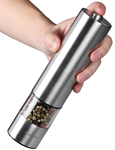 iBunnyShop Electric Salt and Pepper Grinder (Single Mill), Automatic Battery Operated Shaker