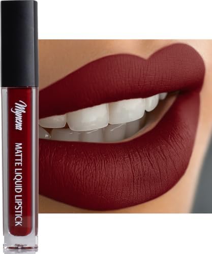 Mynena Burgundy Red Long-Lasting Waterproof Matte Liquid Lipstick - Emma