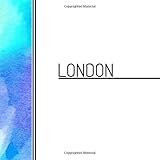  London: Personalized square blue/purple wrap around design notebook with name: 90 blank pages