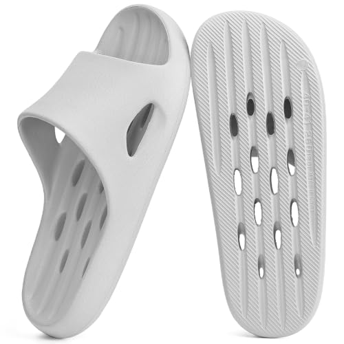 Image of Aoowoll Mens Shower Shoes With Holes Dry Quickly Bath Slippers Womens Non Slip Indoor Home Bedroom Pool Spa Guest College Dorm