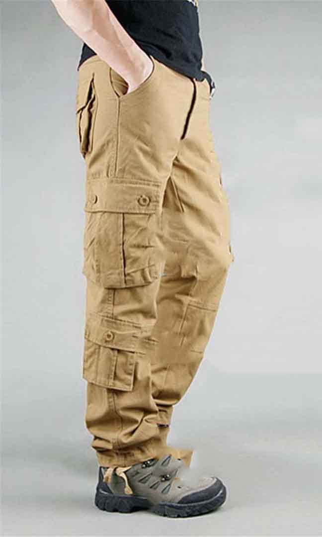 Suwequest Multi tasche Mens Cargo Pants Cotone Khaki Dritto Casual Pantaloni per gli uomini