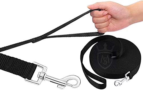 Image of Nylon Dog Training Lead Dog Leash Long Leash 75Ft Long Leash for Dogs (1 inch Inch Wide) (Black, 75 FT)