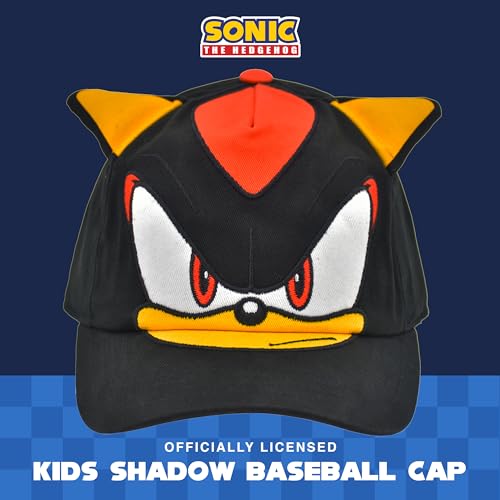 Concept One Boné Sonic The Hedgehog, boné infantil de beisebol ajustável, Aba curvada, preta, One Si