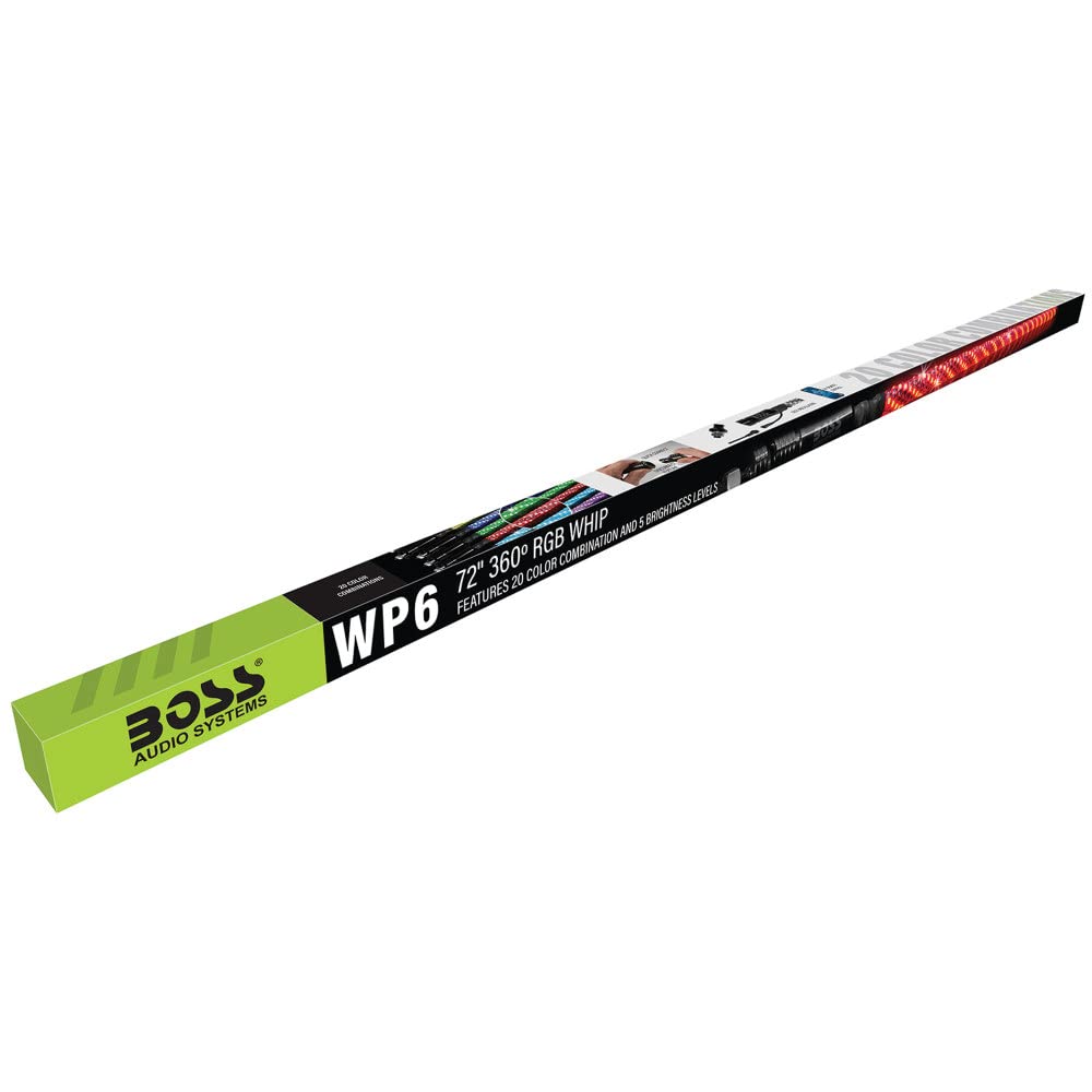 BOSS Audio Systems WP6 ATV Whip – 72 inch, 360 Degree, 20 Color Combinations, 15 Brightness Levels, Marine Rated Weatherproof IP67