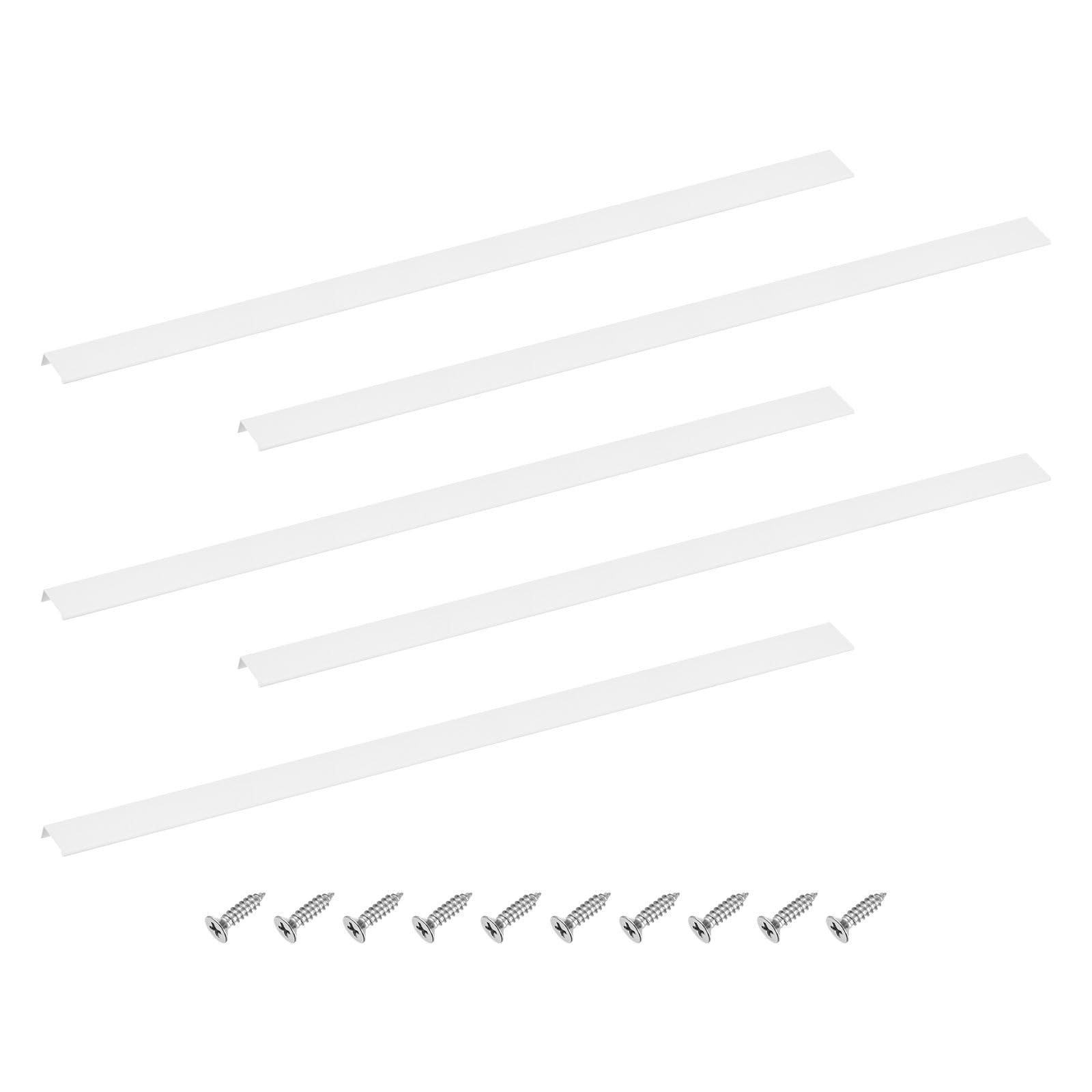 sourcing map Cabinet Finger Edge Pull, 5pcs 1000mm / 39.37" Aluminum Alloy Back Mount Hidden Drawer Edge Handles, Modern Concealed Tab Pulls for Home Kitchen Furniture, White