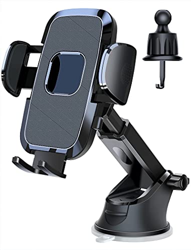 Cell Phone Holder for Car[Ultra-Stable] Universal Hands-Free Car Free Cell Phone Holder for Dashboard Windshield Air Vent Car Mount for iPhone Samsung All Phones & Cars