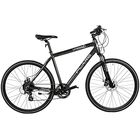 Vitesse Flare Hybrid Electric Bike for Adults, 45 Miles Range, 8 Speed Gears with 250w Rear Motor and Front Suspension for a Smooth Comfortable Ride, 21” Frame and 700C Wheels Cover