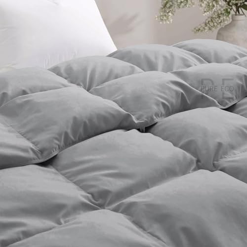 Image of PURE ECO 600 GSM Down Alternative Comforter for Single Size (60 inchX90 inch) - 600 GSM Heavy Winter Comforter /Rajai /Duvet /Blanket Microfiber Super Soft Fluffy for Winter Single Size - Silver Grey Color