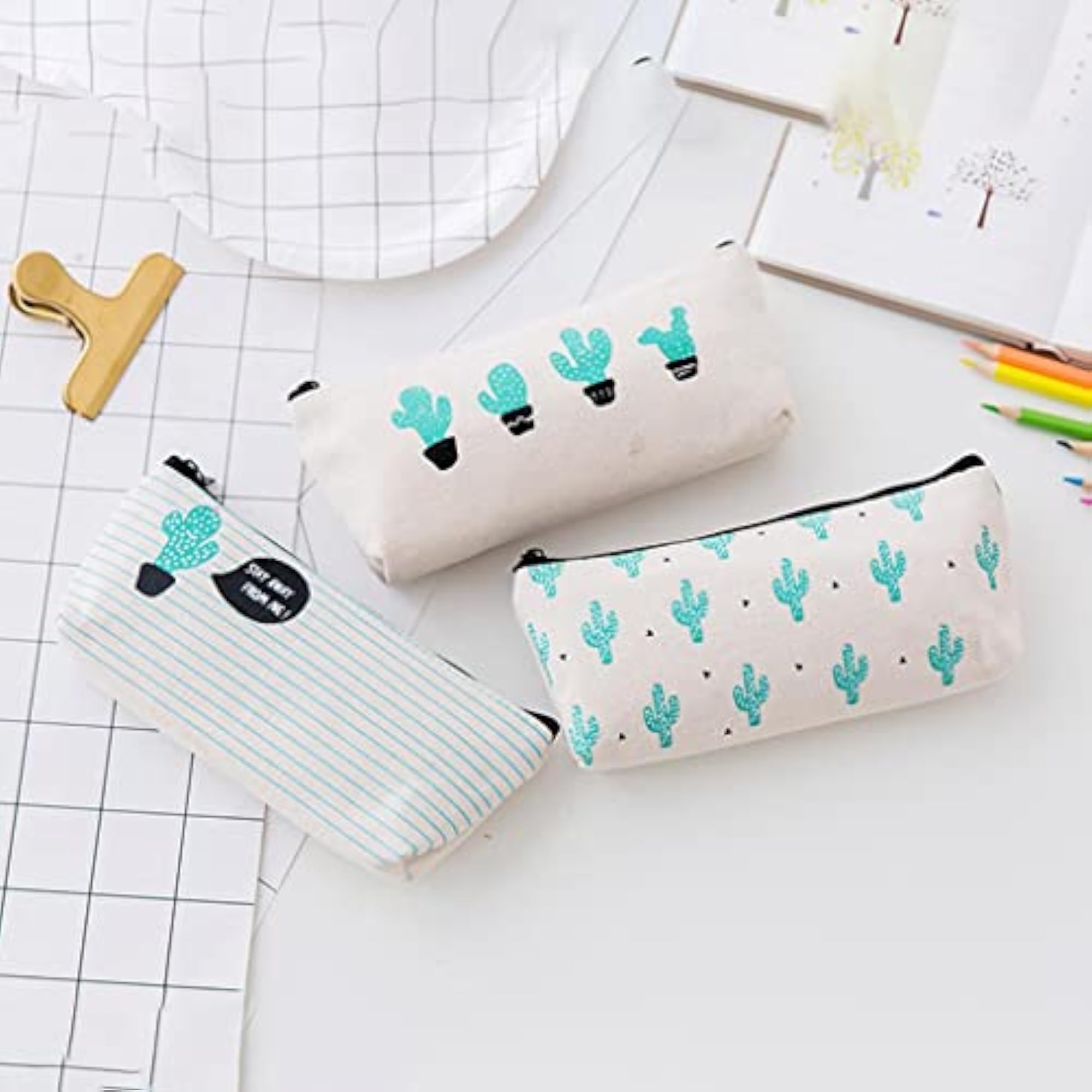 High Capacity Canvas Pencil Pen Case Purse Pouch, Gift for Kids