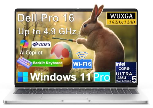 Image of Dell Pro 16 Premium Business Laptop | Next Gen Ultra 5 235U(12 Core /4.9GHz) | 16 inch WUXGA AI PC, 16GB DDR5 RAM, 1TB SSD, Backlit KB, WiFi 6, Win 11 Pro- for Professional Workstation & Business Productivity