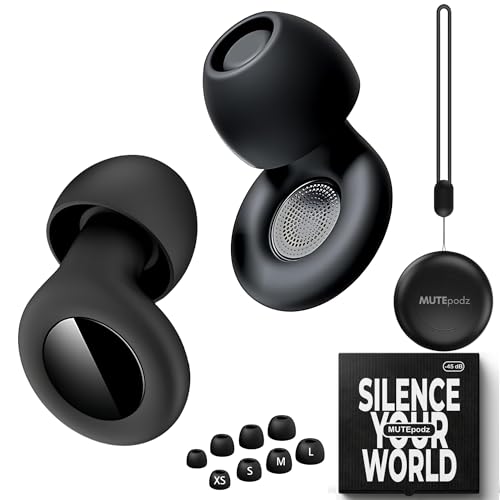 Ear Plugs for Sleeping Noise Cancelling 45dB Hearing Protection Reusable Super Soft Silicon Earplugs for Concerts Swimming Block Snoring & Motorcycles 4 Tip Size Ear Plugs for Noise Reduction