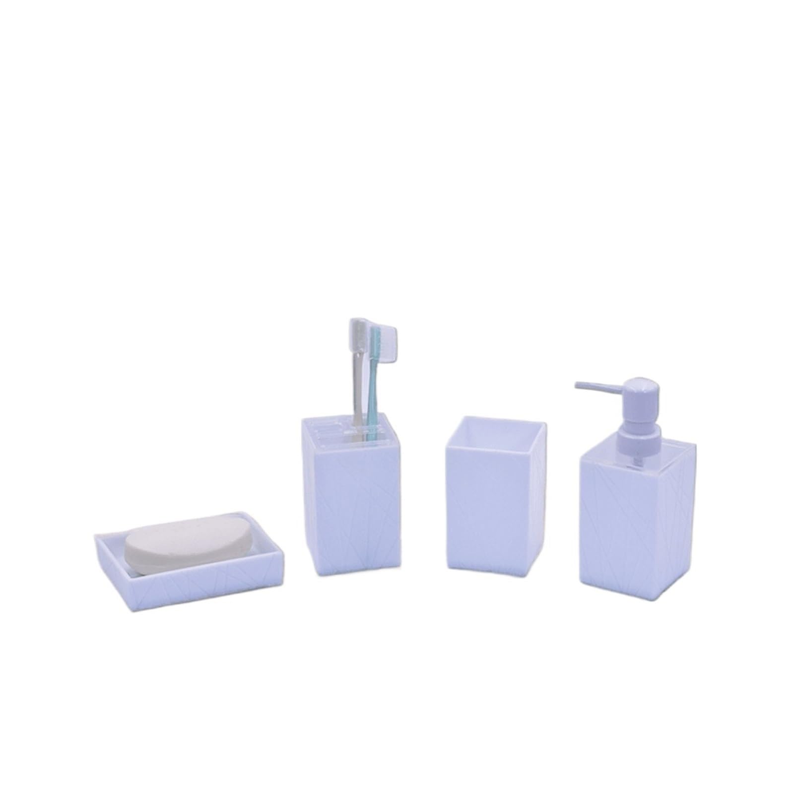 Bathroom Set Modern Soap Lotion Dispenser Bathroom Accessories Set Resin Dish Toothbrush Holder Tumbler Pump Bottle Cup(WHITE)