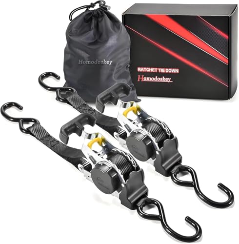 KAPEICamper Retractable Ratchet Straps 1 in x 10 ft Secure Tie-Downs with Rubber-Coated Handles & S-Hooks For Moving Motorcycle Bike Cargo Breaking Strength 1 500Lbs (Zinc white)