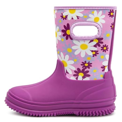HugRain Botas De Chuva Para Meninas Pequenas Botas De Neve Para Crianças Pequenas Botas De Borracha Quentes De Inverno Neoprene Com Estampa De Flores Sapatos Impermeáveis Leves Espuma De Memória Inf