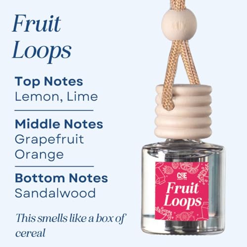 Image of CE CRAFT Car Air Freshener Diffuser, Fruit Loops, 4 Pack Air Deodorizer for Essential Oils, Long Lasting Car Diffuser Bottle, Reusable Jar, Multicolor