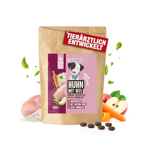 TIERLIEBHABER – Huhn mit Reis 250g Trockenfutter für Hunde – Tierärztlich entwickelt – Schonendes & Monoprotein Hundefutter für Hunde mit sensibler Verdauung – Hypoallergen & gut verträglich Dog Food