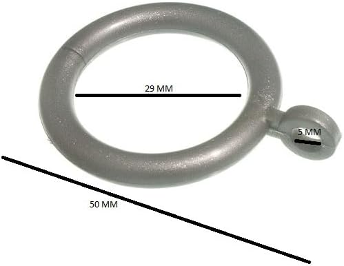 400 X Grey Curtain Rod Rings with Fixed Eyelet (28mm) for Poles up to 20mm