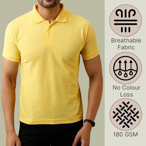 Image of INKKR Men's Polo Neck Half Sleeve Solid T-Shirts