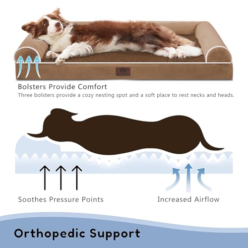WESTERN HOME Orthopädisches Hundebett mittelgroße Hunde hundesofa Hundecouch Bettchen mit Hoher Rand,Braun,106x76x19 cm