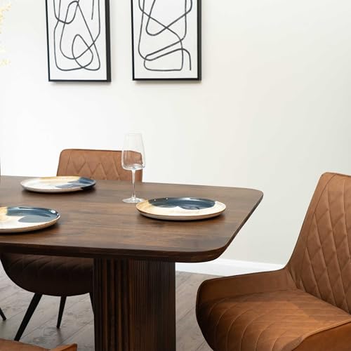 Image of ANGEL FURNITURE Grafton Solid Sheesham Wood Dining Table, Fluted Column Legs, Contemporary Style (Wenge Finish, 175 * 90)