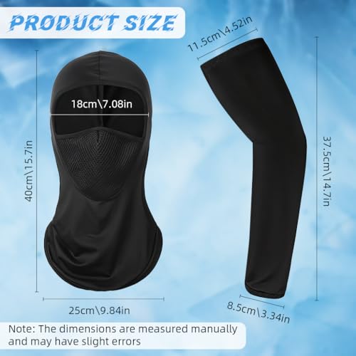 Image of Proberos Ice Silk Arm Sleeves & Balaclava Face Mask UV Protection Face Mask Neck Gaiter Breathable Mesh Unisex Outdoor Cover Arm Sleeves for Riding,Driving,Running