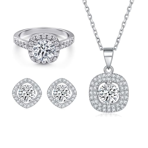 Ensemble de bijoux en moissanite blanche et or 14K au design classique d'exception pour femme