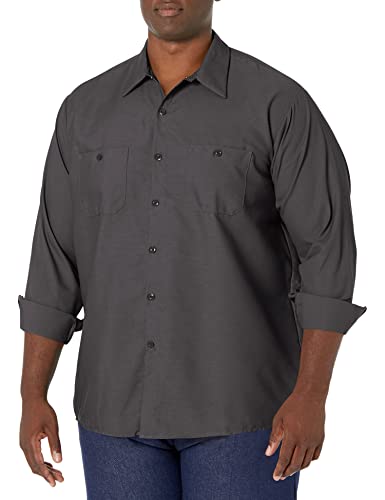 Image of Red Kap Men's Long Sleeve Industrial Work Shirt | Moisture Wicking Button Up, Wrinkle Resistance Fights Fading & Stains