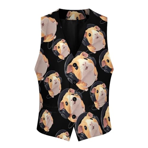 Funny Guinea Pigs Men's Suit Vests Dress Vest V-Neck Waistcoat Slim Business Formal with Pocket4