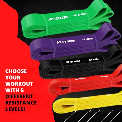 N7 Fitness Pull Up Resistance Bands Set - Long Natural Rubber Exercise Band - Gym Equipment for Yoga, Calisthenics, CrossFit, Mobility and Powerlifting - Men and Women - Image 2