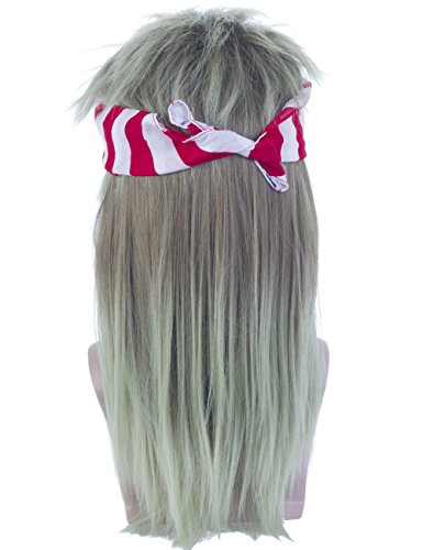Angelaicos Unisex Mullet Wig 70S 80S Vintage Retro Rocker Disco Long Brown Green Hair Bandana #TOP2