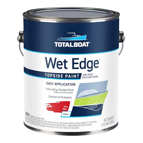 TotalBoat Wet Edge Topside Marine Paint Premium Polyurethane Coating for Boats, RVs, Exterior Trim, Fiberglass, Metal, and Wood (Fire Red, Gallon)