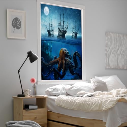 Película para ventana tema pulpo monstruo submarino 23.6 x 35.4 in miniatura 4