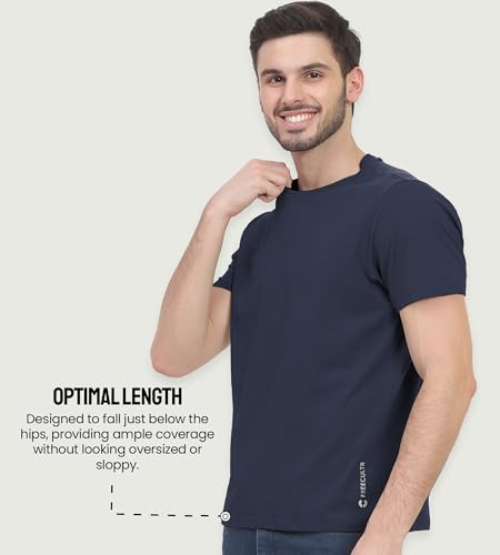 Image of Freecultr Truly Classic Organic Men's Cotton T-Shirt | Solid Round Neck Half Sleeve | Plain Stylish t Shirts | Regular Fit | Casual Comfortable T Shirt for Man