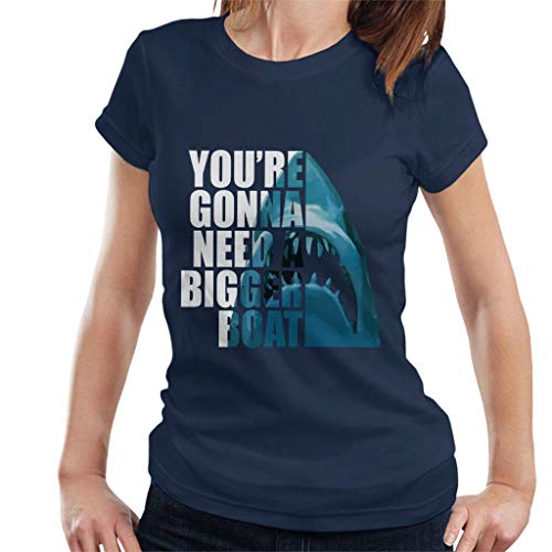 Jaws Half Head Text Women's T-Shirt Navy Blue