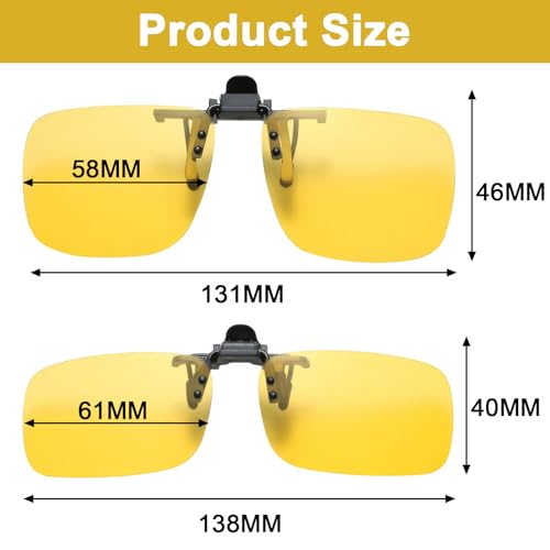 braxan 2 PCS Clip on Day & Night Driving Glasses Vision for Anti Glare Compact Design Relieve Eye Fatigue Wear Over Prescription Glasses Anti Glare Sunglasses2